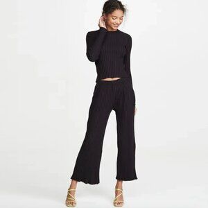 Simon Miller Ribbed Knit Crop Flare Pants in Black, size XS